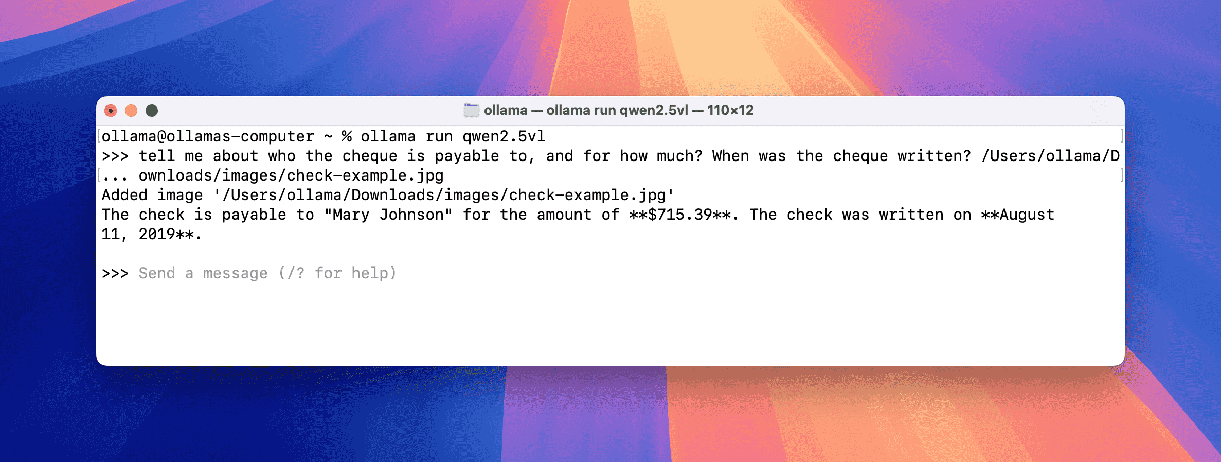Ollama 命令行测试