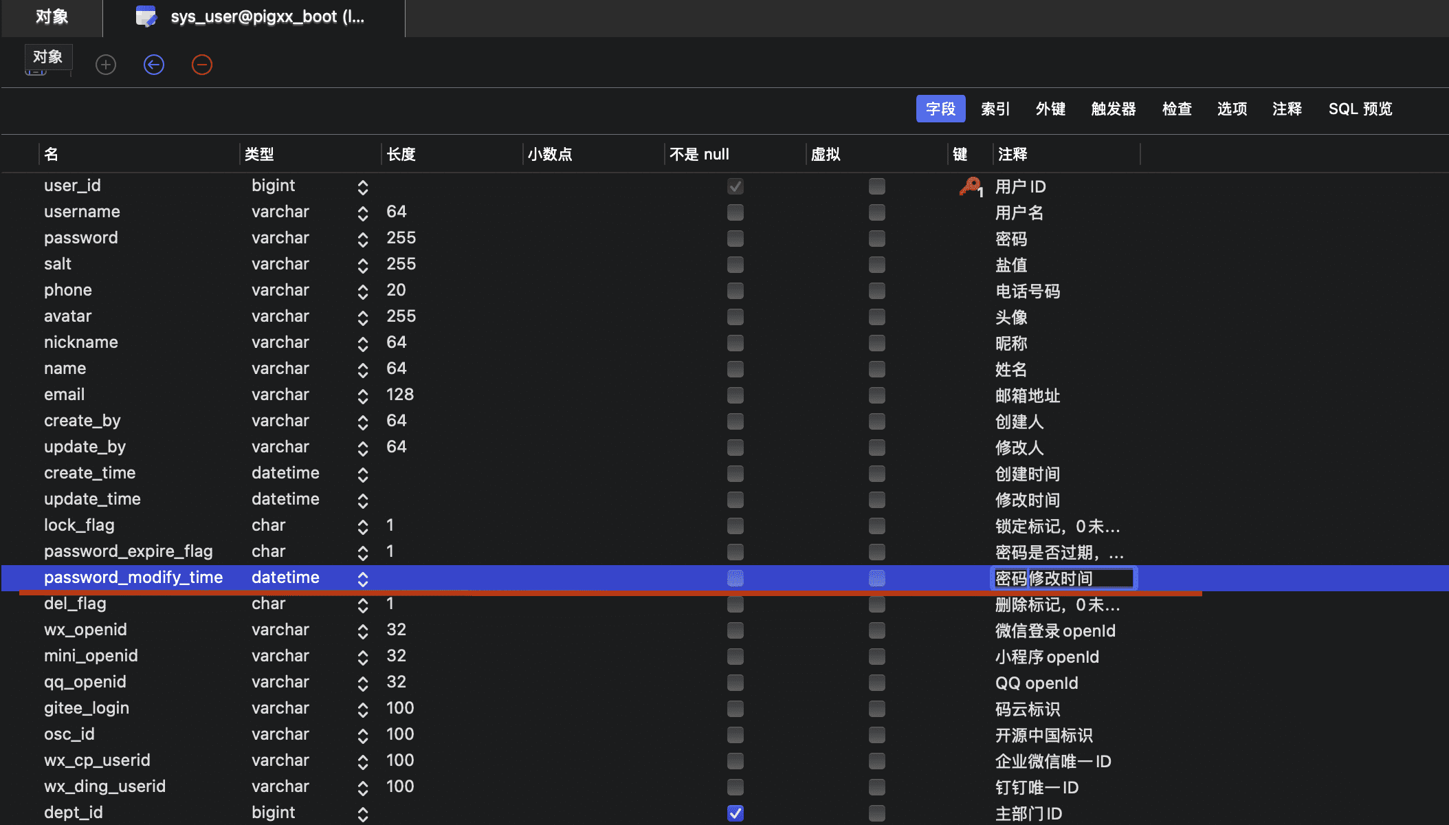 数据库字段设计